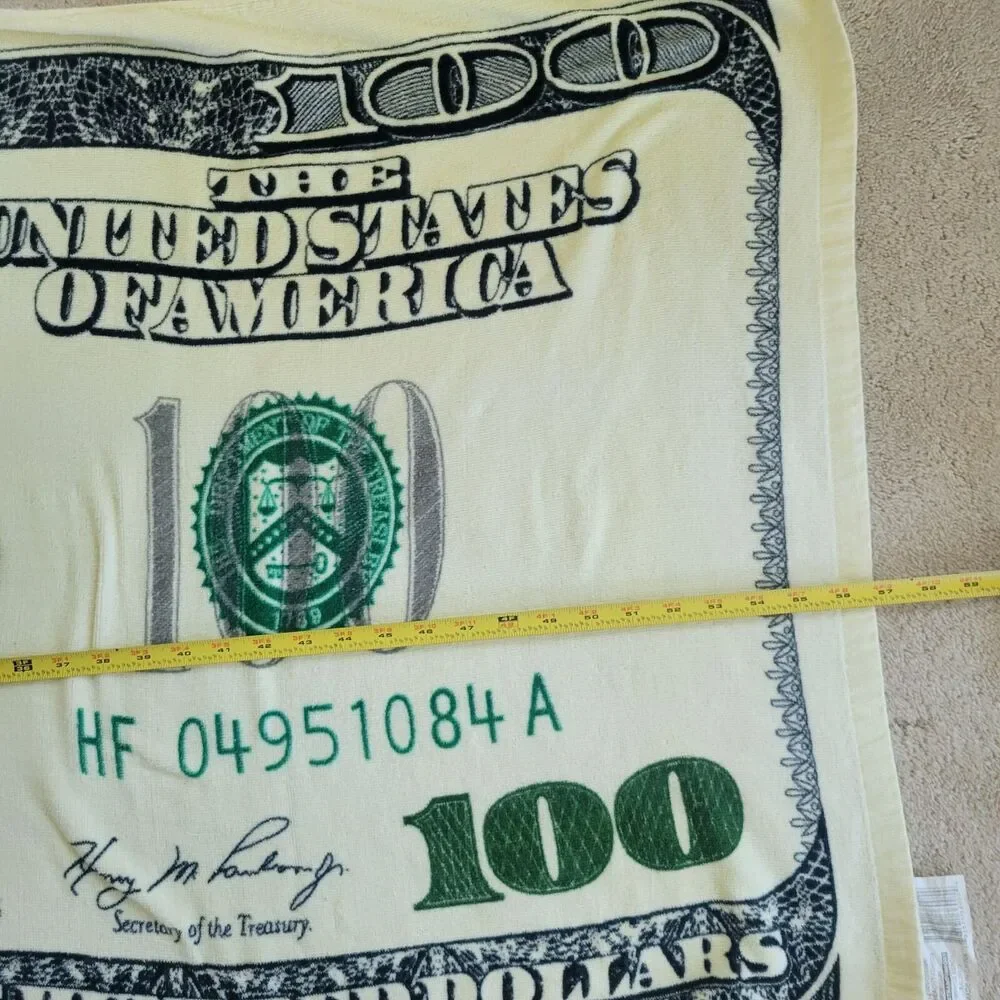 Oversized Benjamin Franklin $100 Bill Towel Beach Bath